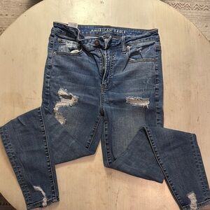 American Eagle Outfitters Blue Skinny Distressed Jeans